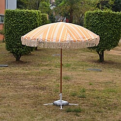 Livmore 2 M Stripe Pattern Round Parasol with Waterproof and UV Protection Including Iron Base - Blue