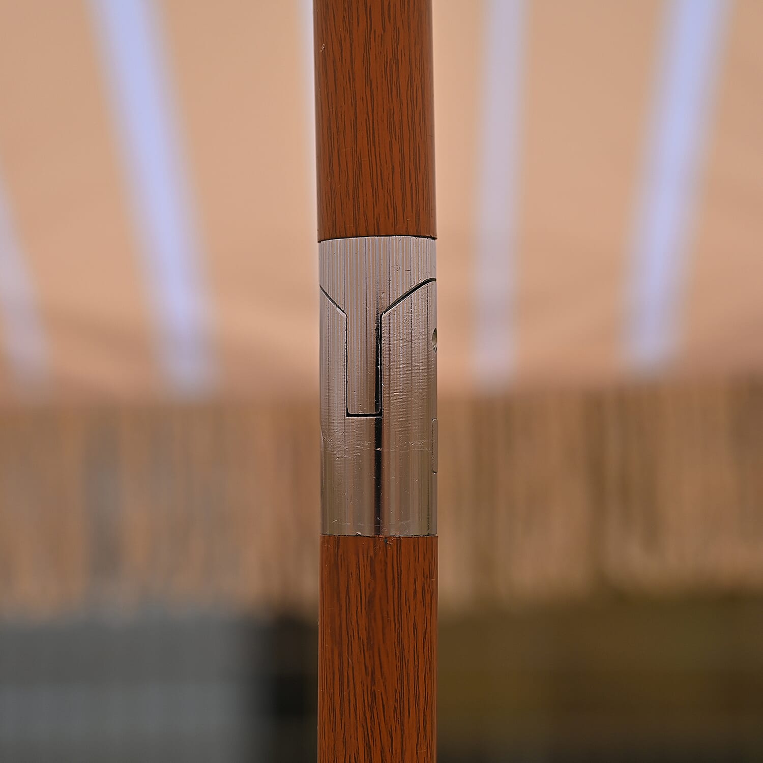 Livmore 2 M Stripe Pattern Round Parasol with Waterproof and UV Protection Including Iron Base - Yellow & White