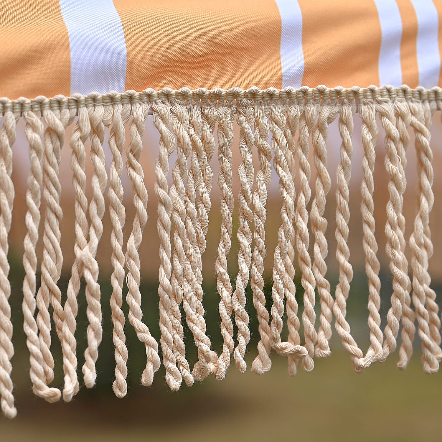 Livmore 2 M Stripe Pattern Round Parasol with Waterproof and UV Protection Including Iron Base - Yellow & White