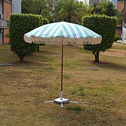 Livmore 2 M Stripe Pattern Round Parasol with Waterproof and UV Protection Including Iron Base - Dark Blue & White