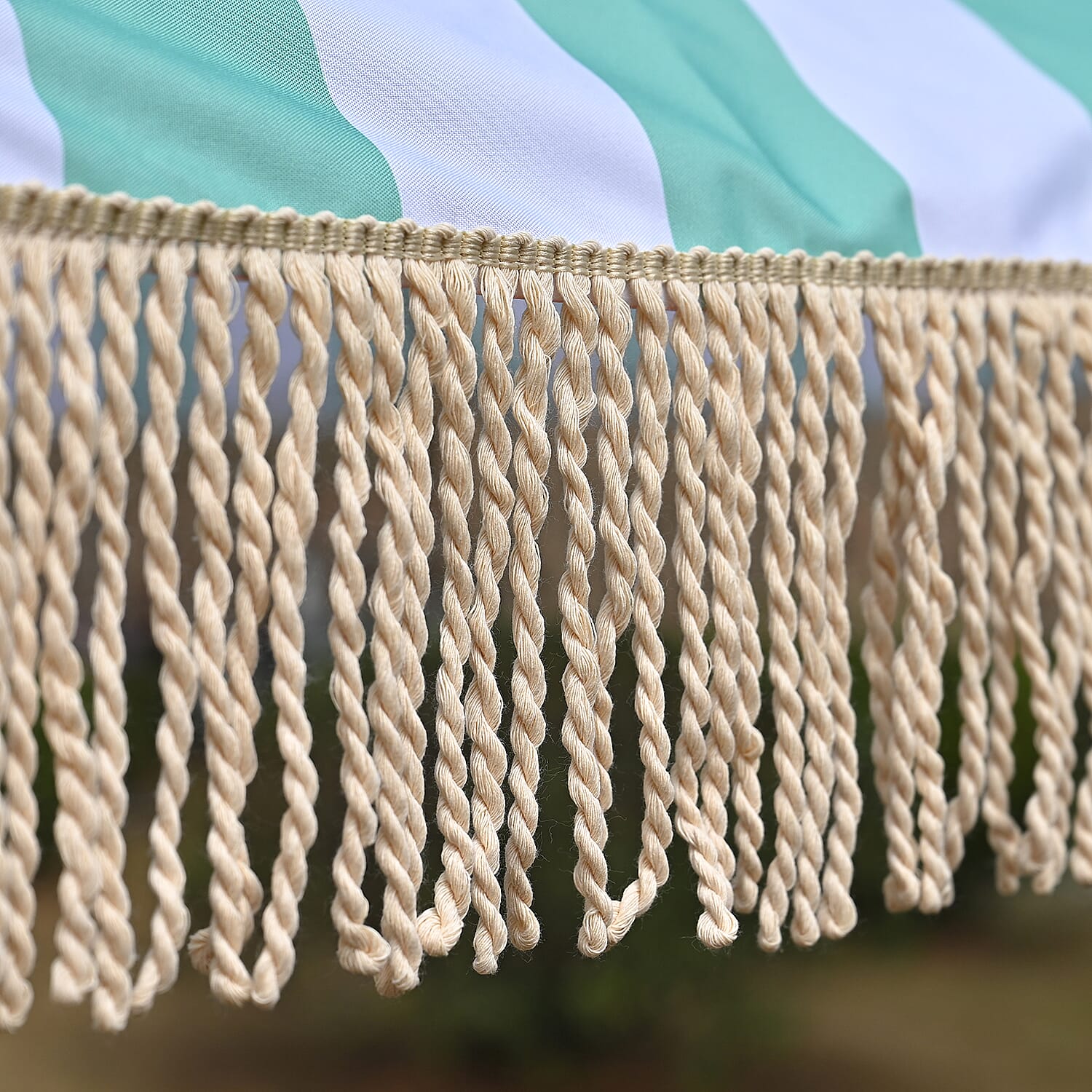 Livmore 2 M Stripe Pattern Round Parasol with Waterproof and UV Protection Including Iron Base - Green & White