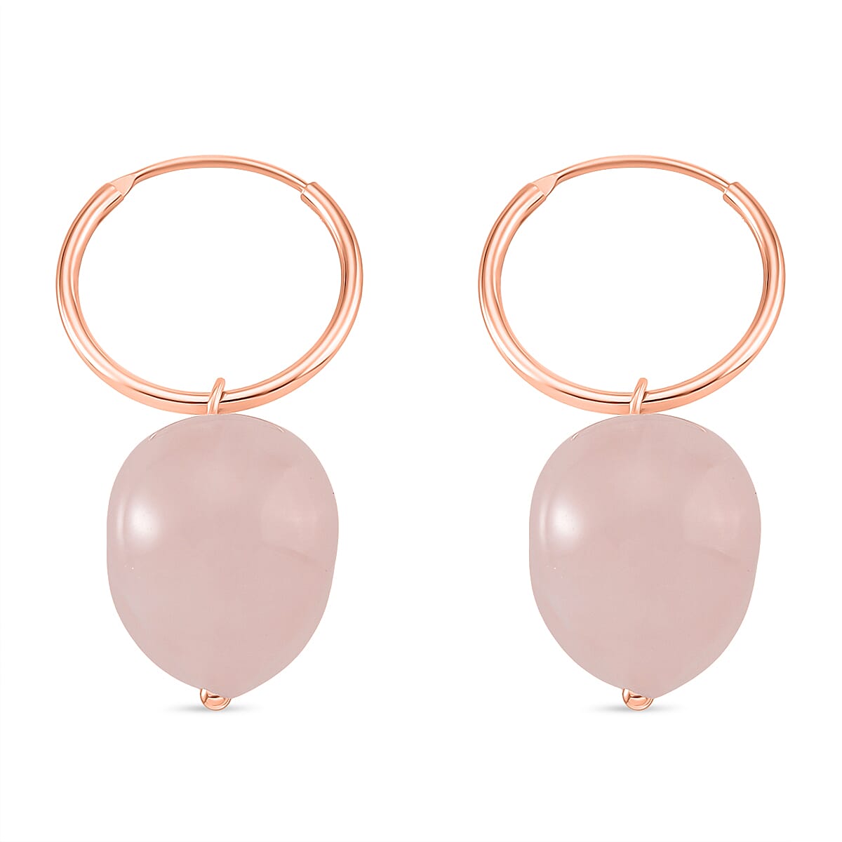 D'Joy Rose Quartz Beads 2 in 1 Hoop Earring in Rose Gold Plated Sterling Silver 22.00 Ct.