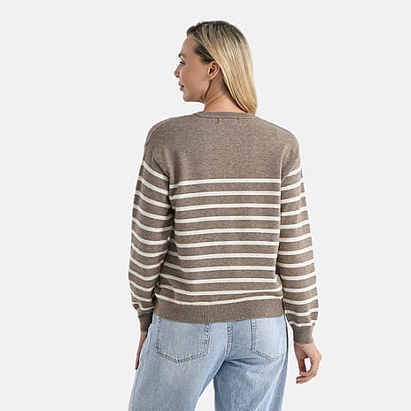 - Maisi Striped Knitted Jumper (Size S) - Brown