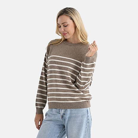 - Maisi Striped Knitted Jumper (Size L) - Brown