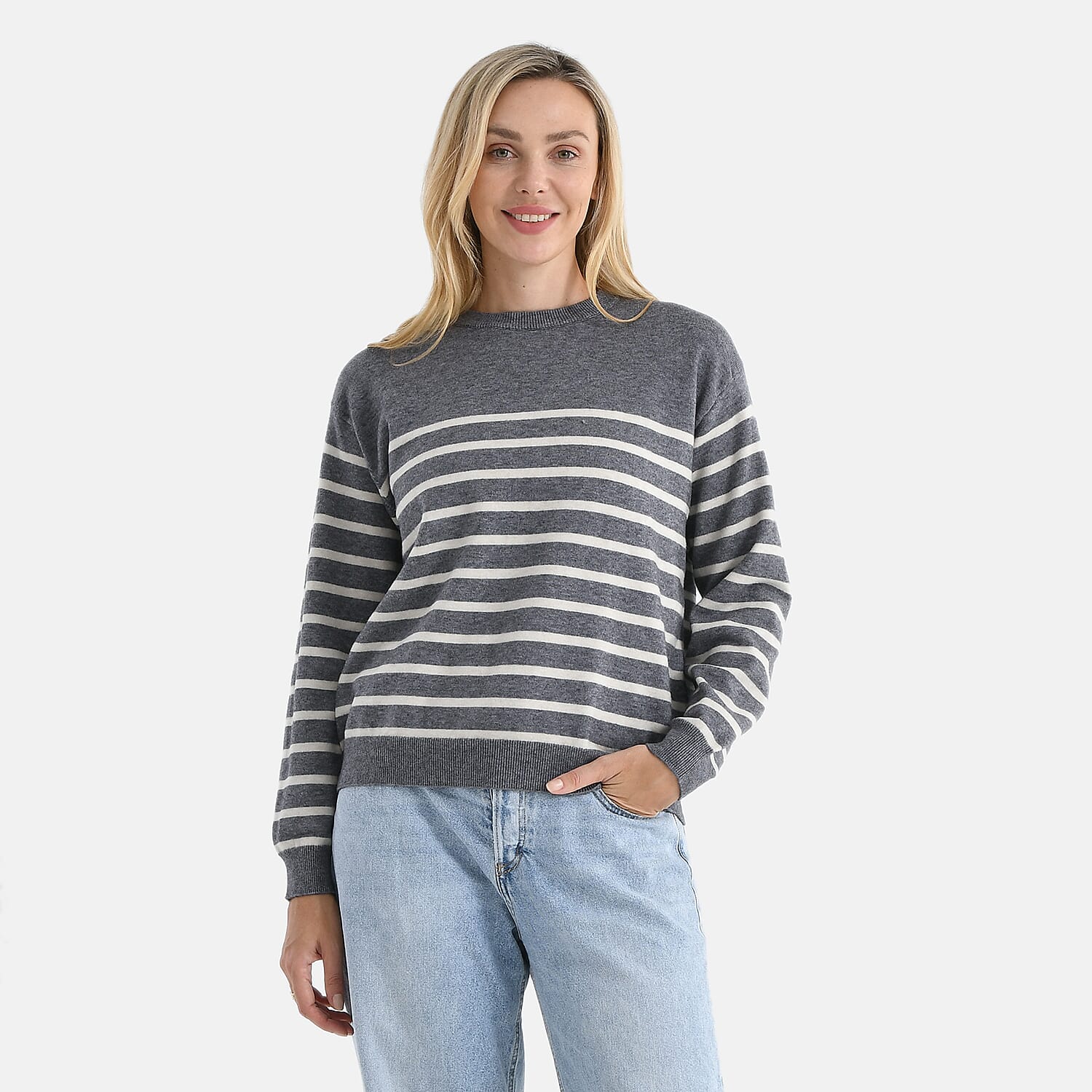 Maisi-Striped-Jumper-Size-Small-Grey