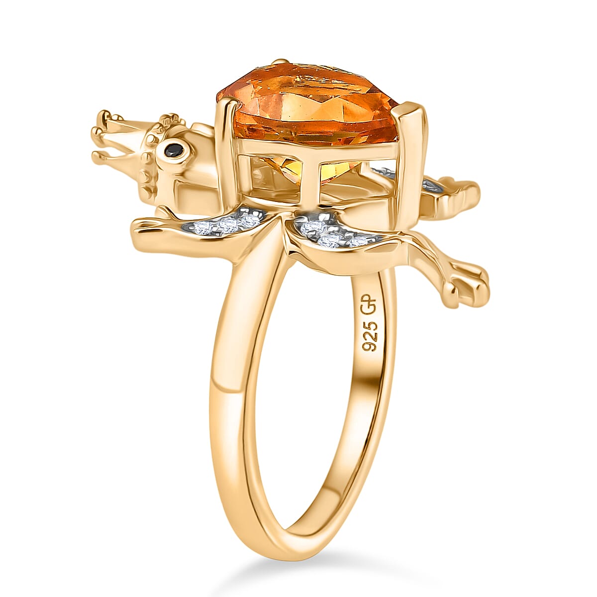 GP Trionfo Collection - Serra Gaucha Citrine & Multi Gemstones Frog with Crown Ring in 18K Vermeil Yellow Gold Plated Sterling Silver 2.49 Ct.