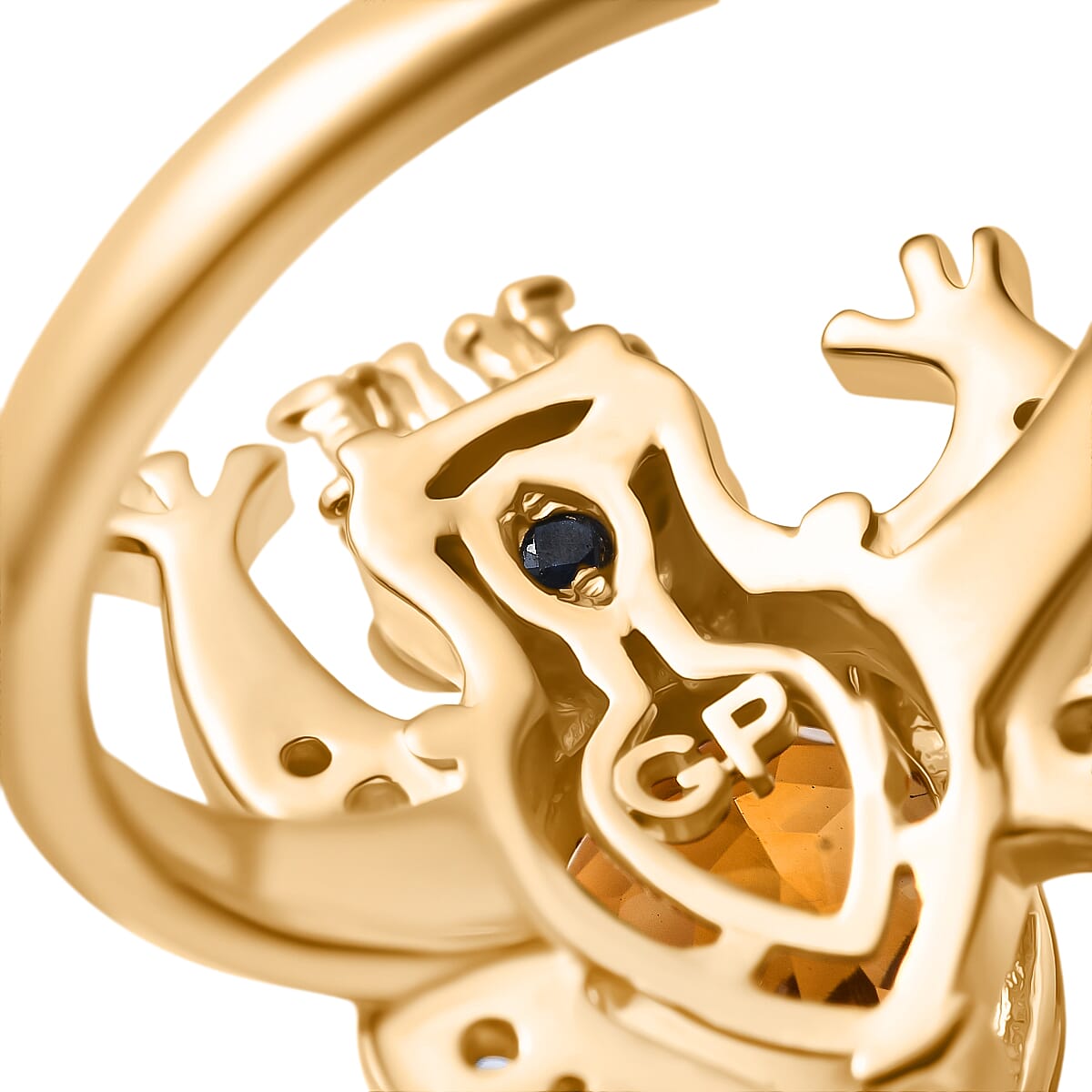 GP Trionfo Collection - Serra Gaucha Citrine & Multi Gemstones Frog with Crown Ring in 18K Vermeil Yellow Gold Plated Sterling Silver 2.49 Ct.