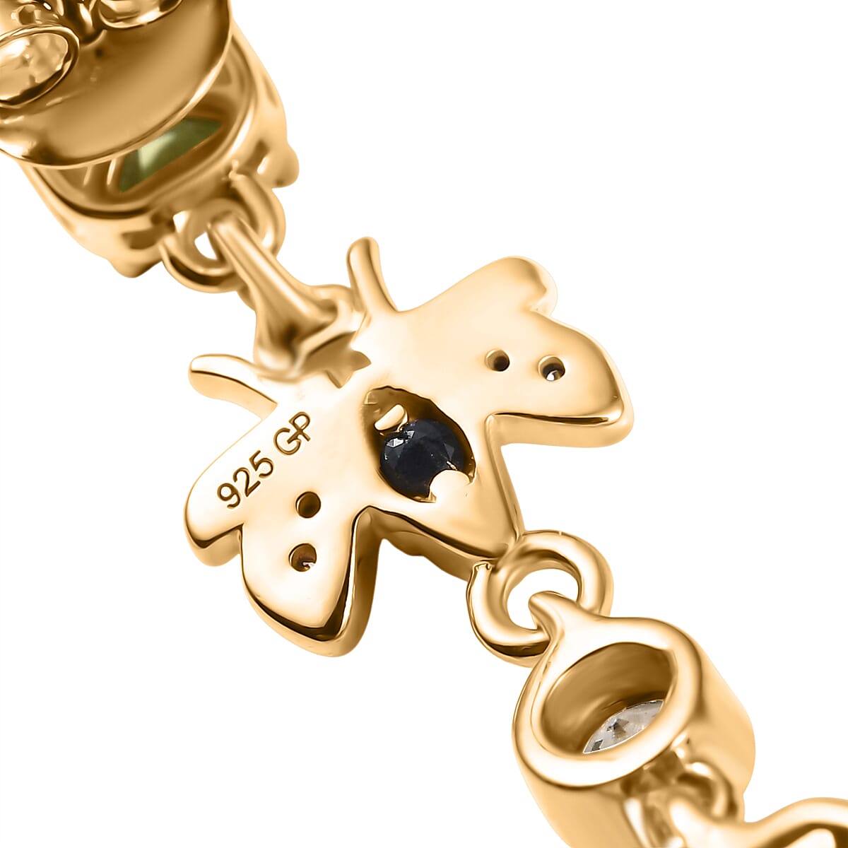 GP Trionfo Collection - Peridot, Blue Sapphire, White Zircon & African Amethyst Dangling Earring with Push Back in 18K Vermeil Yellow Gold Plated Sterling Silver 3.58 Ct.