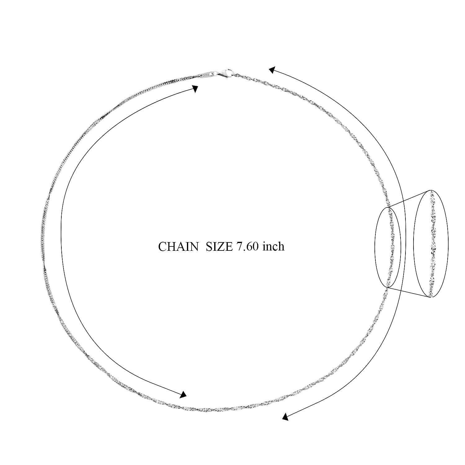 NewYork Close Out - Rhapsody 950 White Platinum Wave Solid Necklace (Size 20) with Lobster Clasp 5.50 Gms.