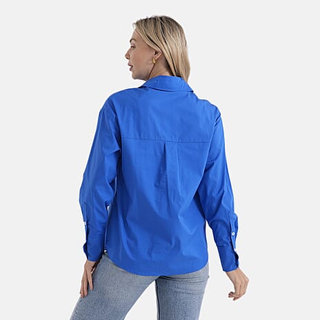 - Maisi 100% Cotton Classic Shirt (Size M) - Blue