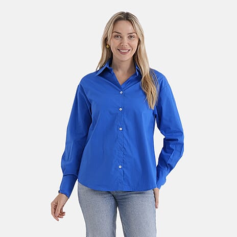 - Maisi 100% Cotton Classic Shirt (Size L) - Blue