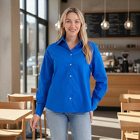 - Maisi 100% Cotton Classic Shirt (Size L) - Blue