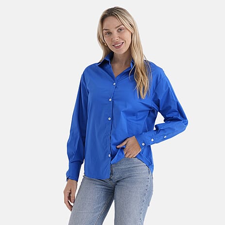 - Maisi 100% Cotton Classic Shirt (Size L) - Blue