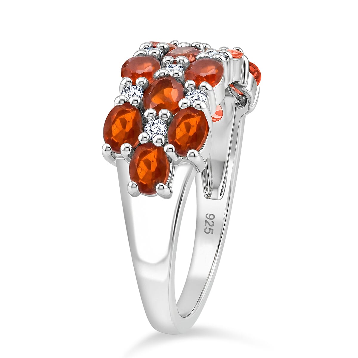 D'Joy - White Zircon Cluster Ring in  Sterling Silver