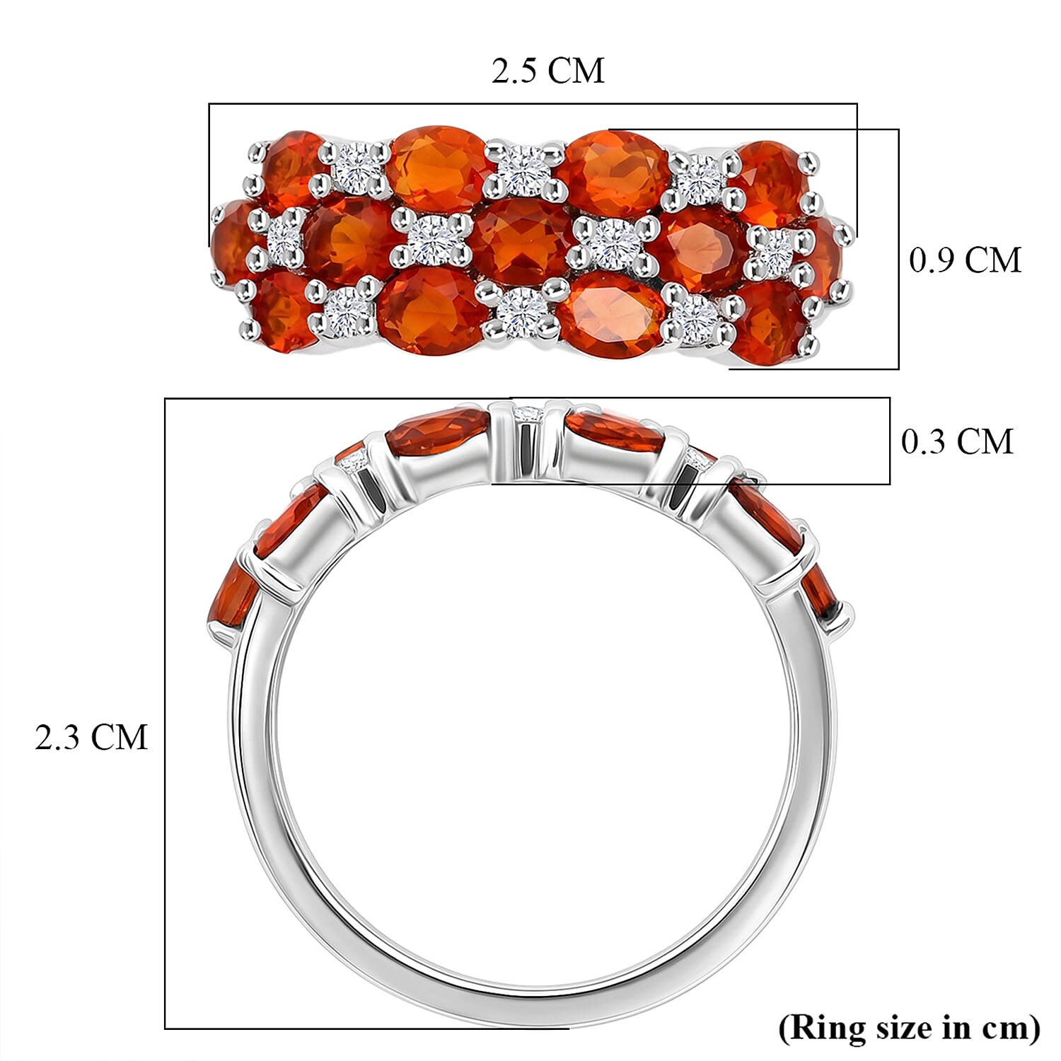 D'Joy - White Zircon Cluster Ring in  Sterling Silver