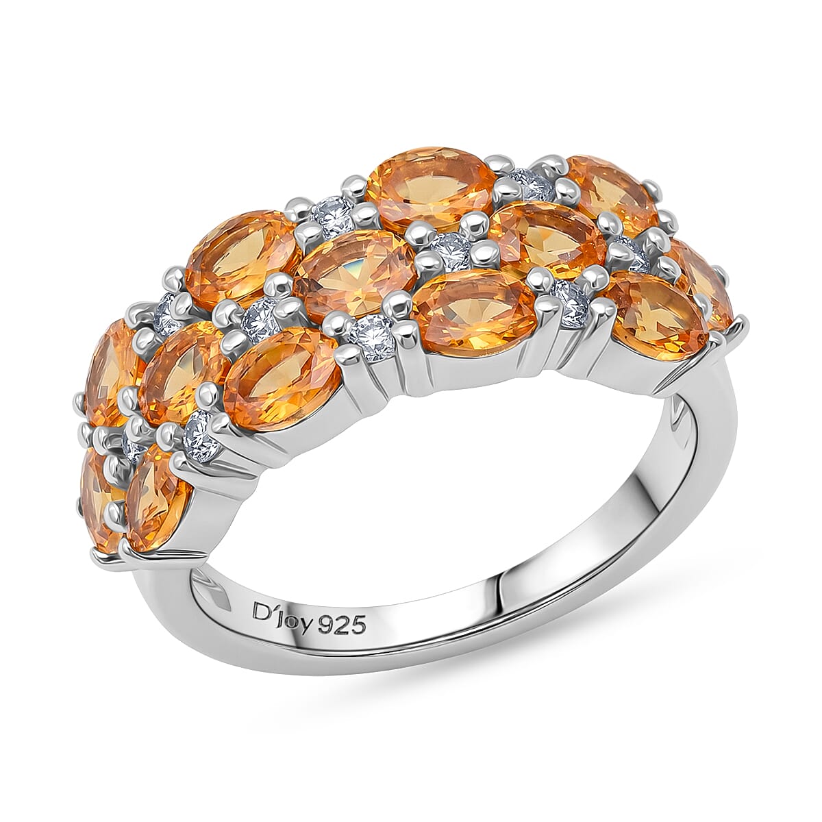 D'Joy - White Zircon Cluster Ring in  Sterling Silver