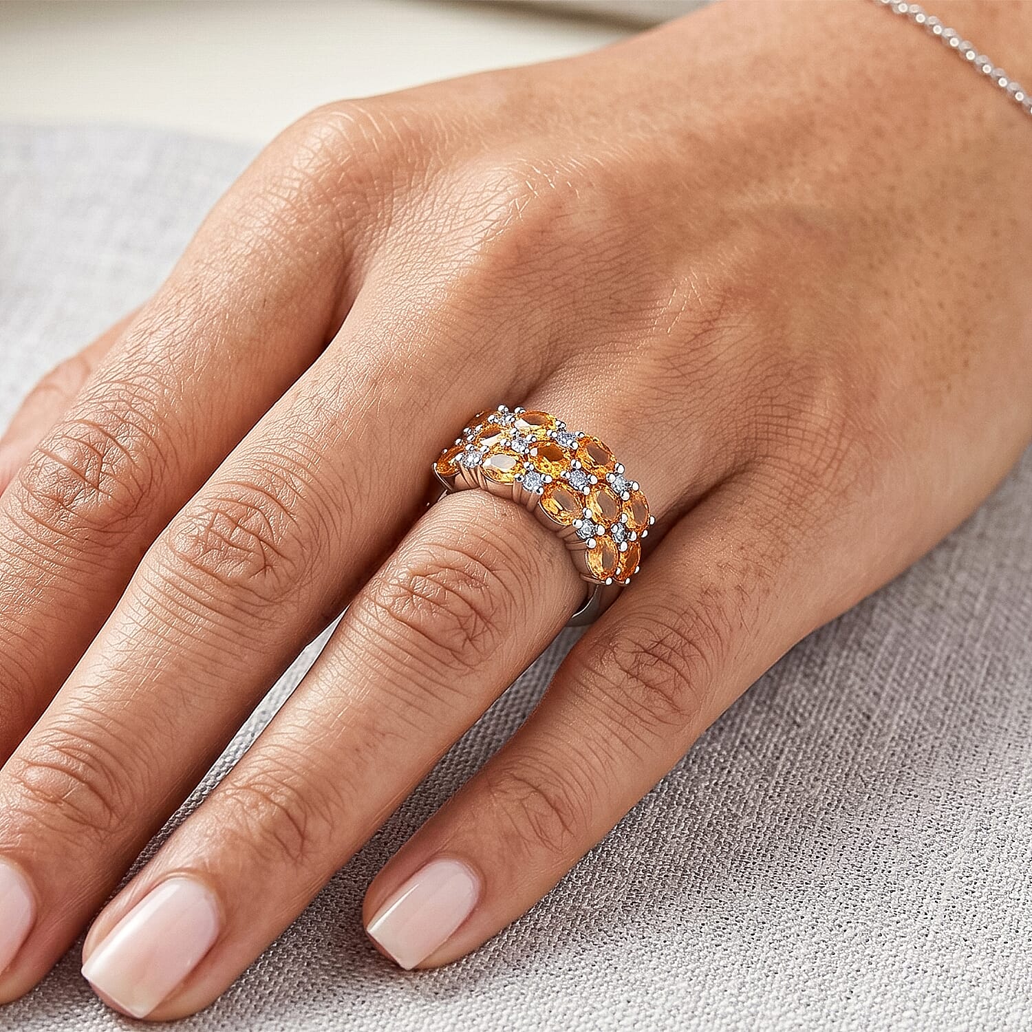 D'Joy - White Zircon Cluster Ring in  Sterling Silver