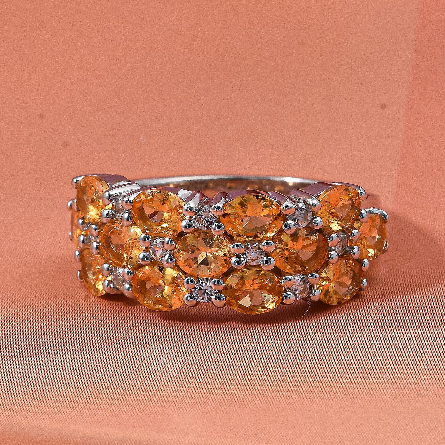 D'Joy - White Zircon Cluster Ring in  Sterling Silver