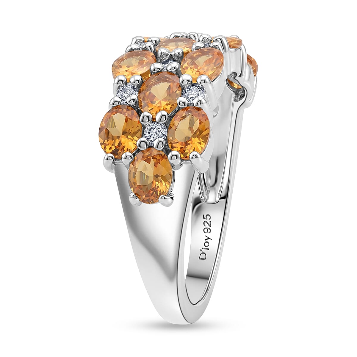 D'Joy - White Zircon Cluster Ring in  Sterling Silver