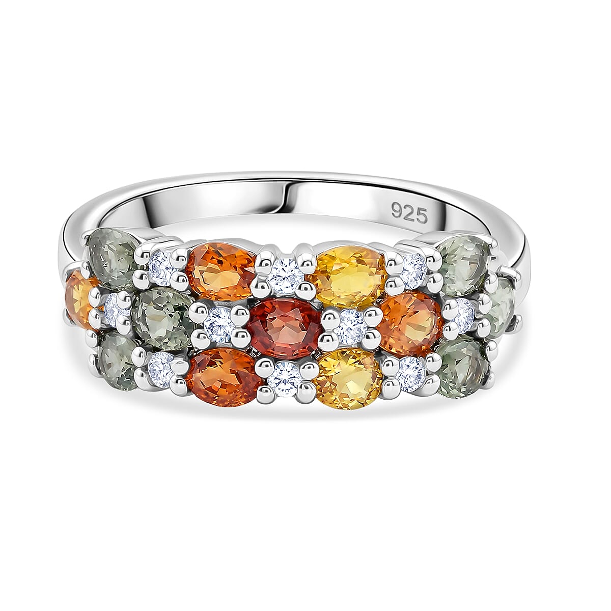 D'Joy - White Zircon Cluster Ring in  Sterling Silver