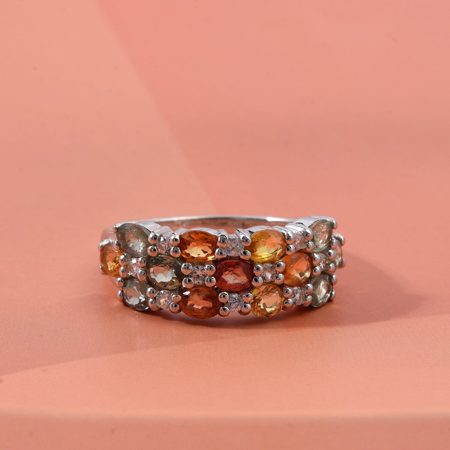 D'Joy - White Zircon Cluster Ring in  Sterling Silver
