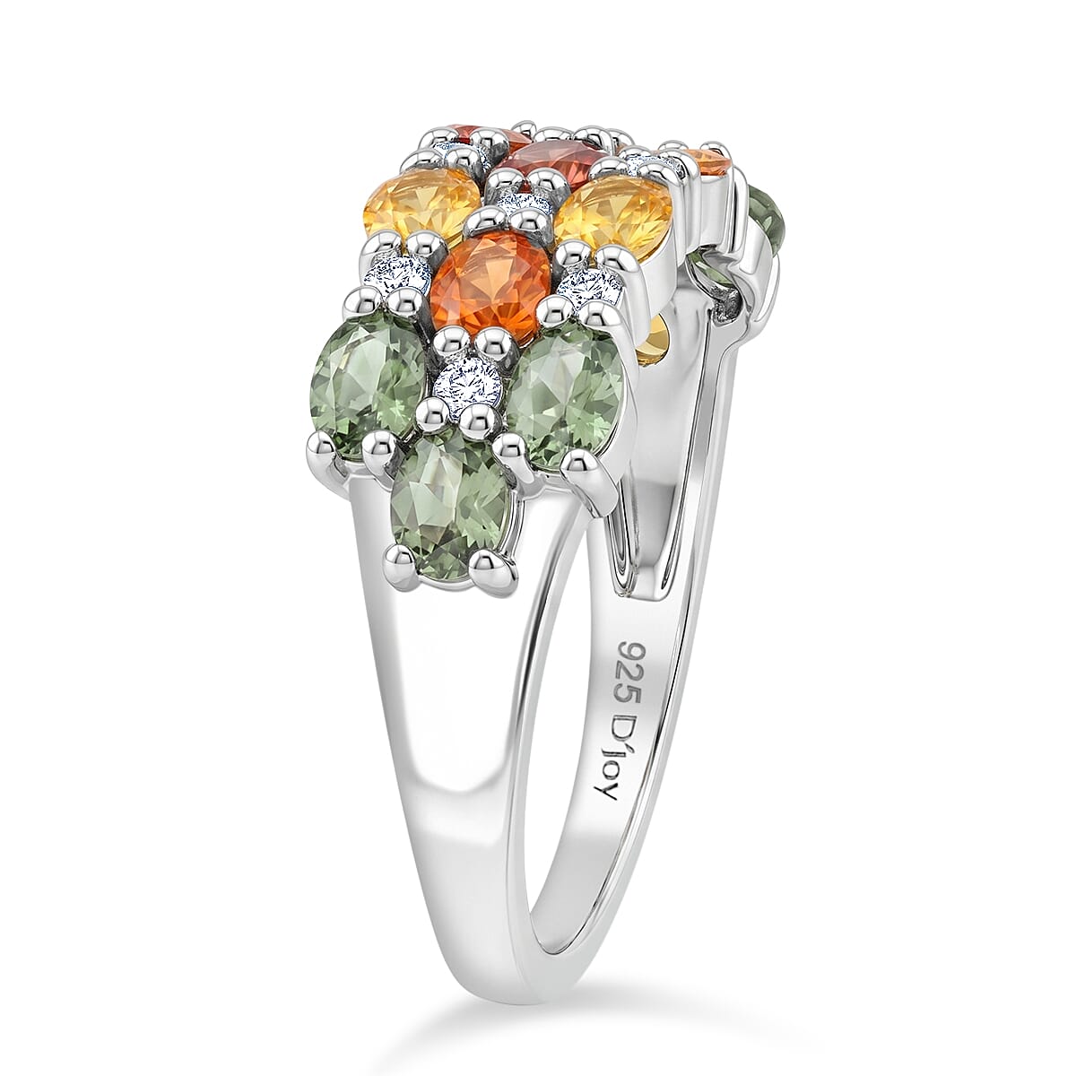D'Joy - White Zircon Cluster Ring in  Sterling Silver