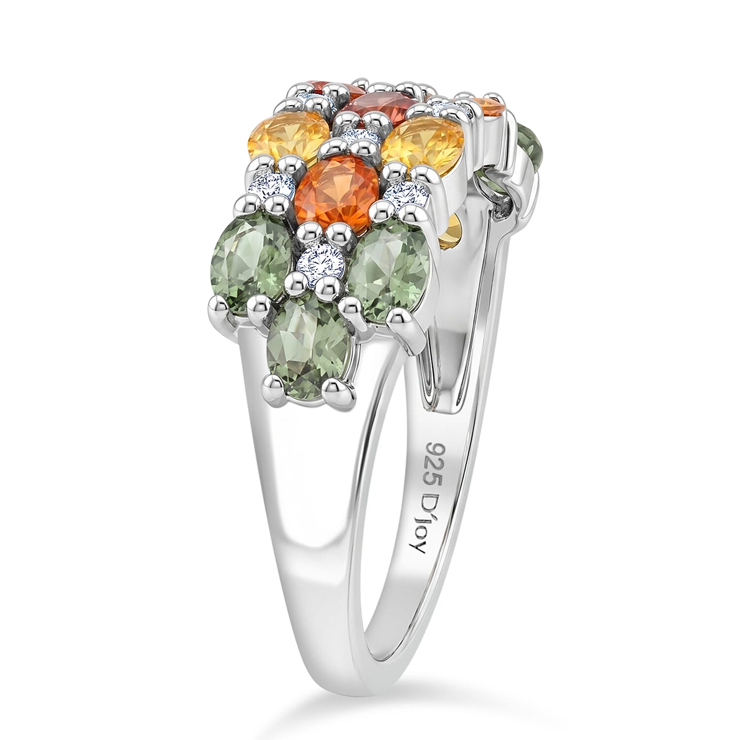 D'Joy - White Zircon Cluster Ring in  Sterling Silver