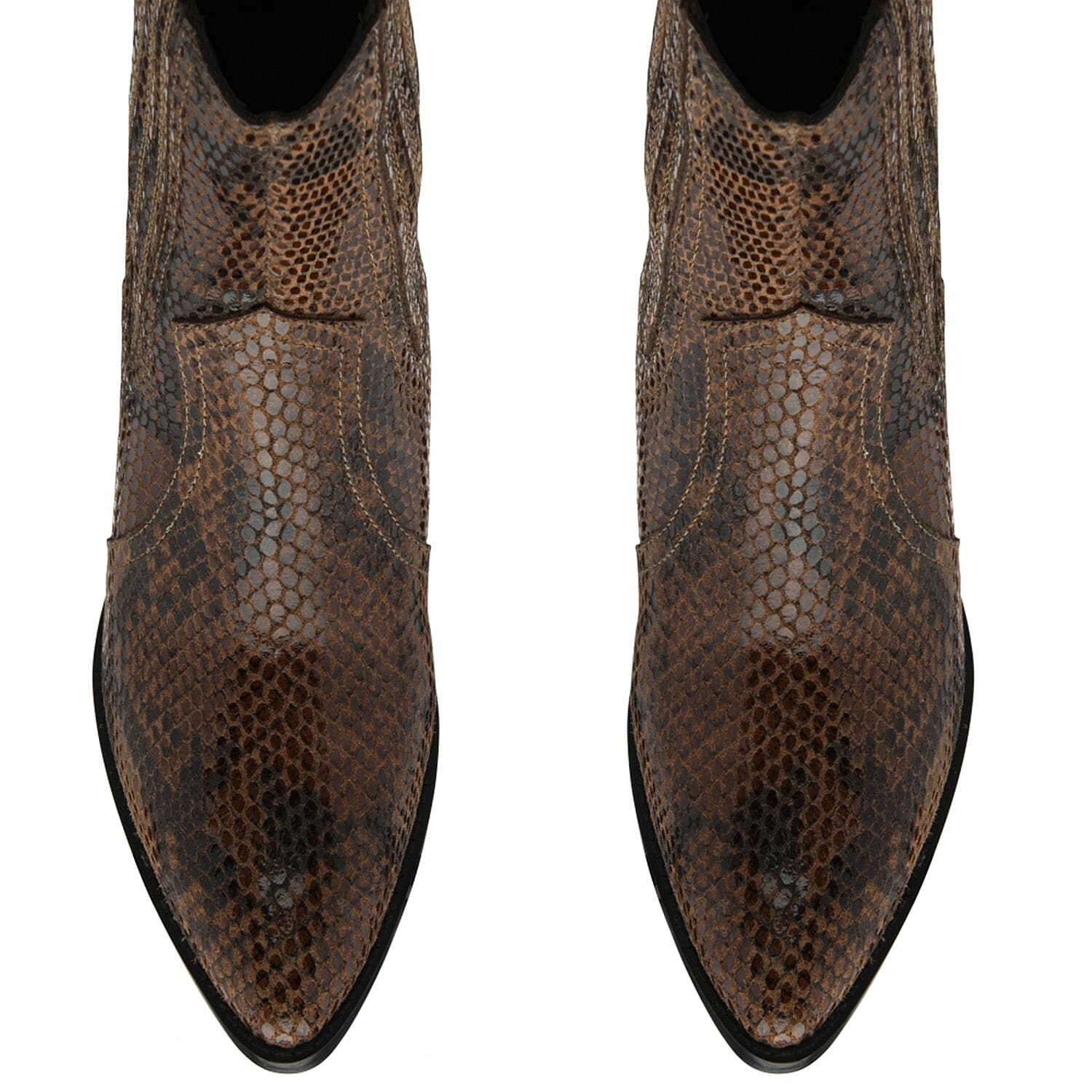 Ravel Langton Snake-Print Leather Ankle Boots (Size 4) - Tan