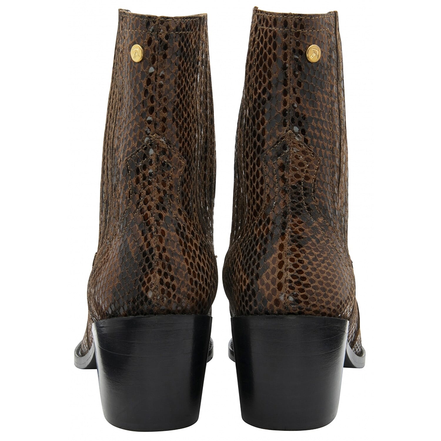 Ravel Langton Snake-Print Leather Ankle Boots (Size 4) - Tan