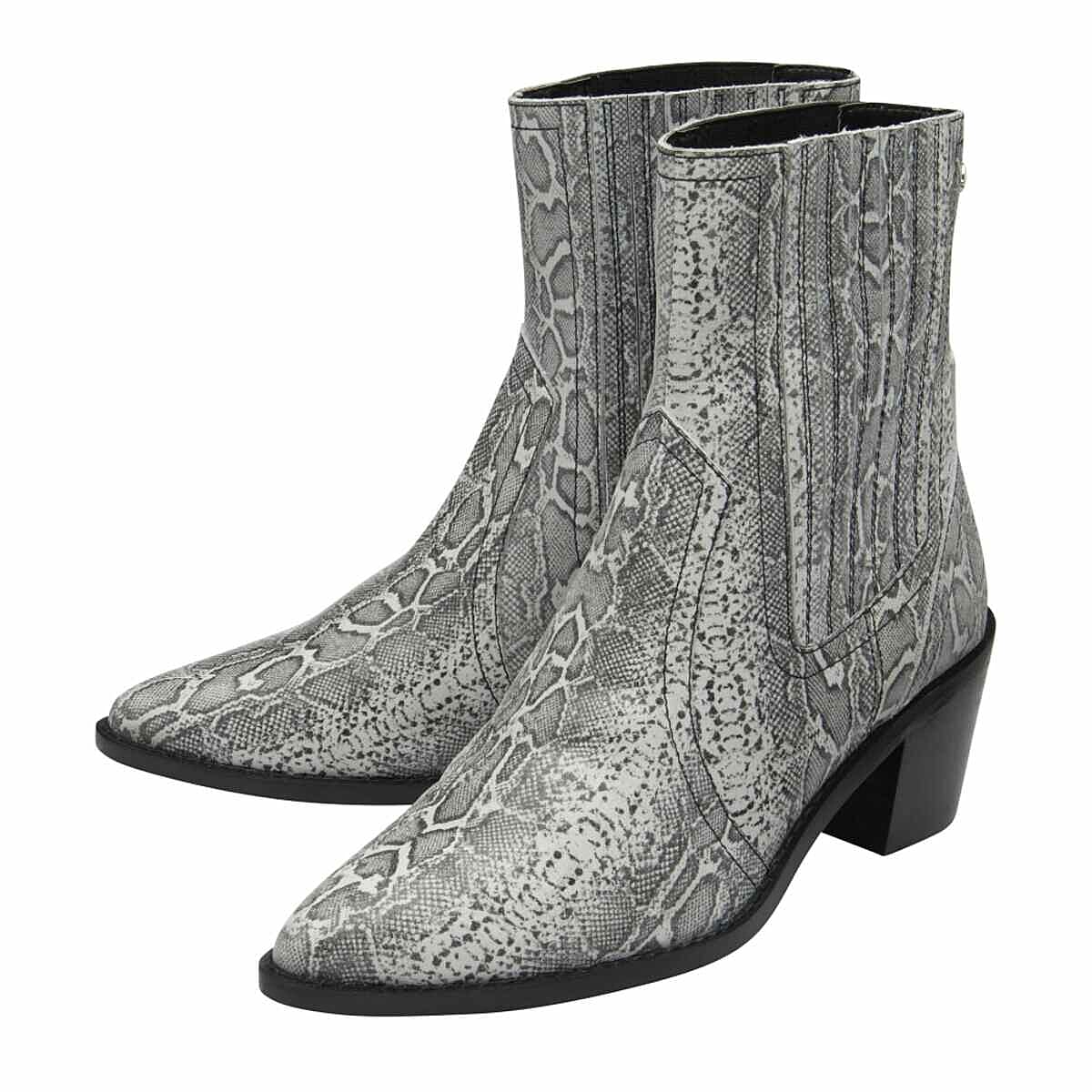 Ravel Langton Snake-Print Leather Ankle Boots (Size - 6) - Grey