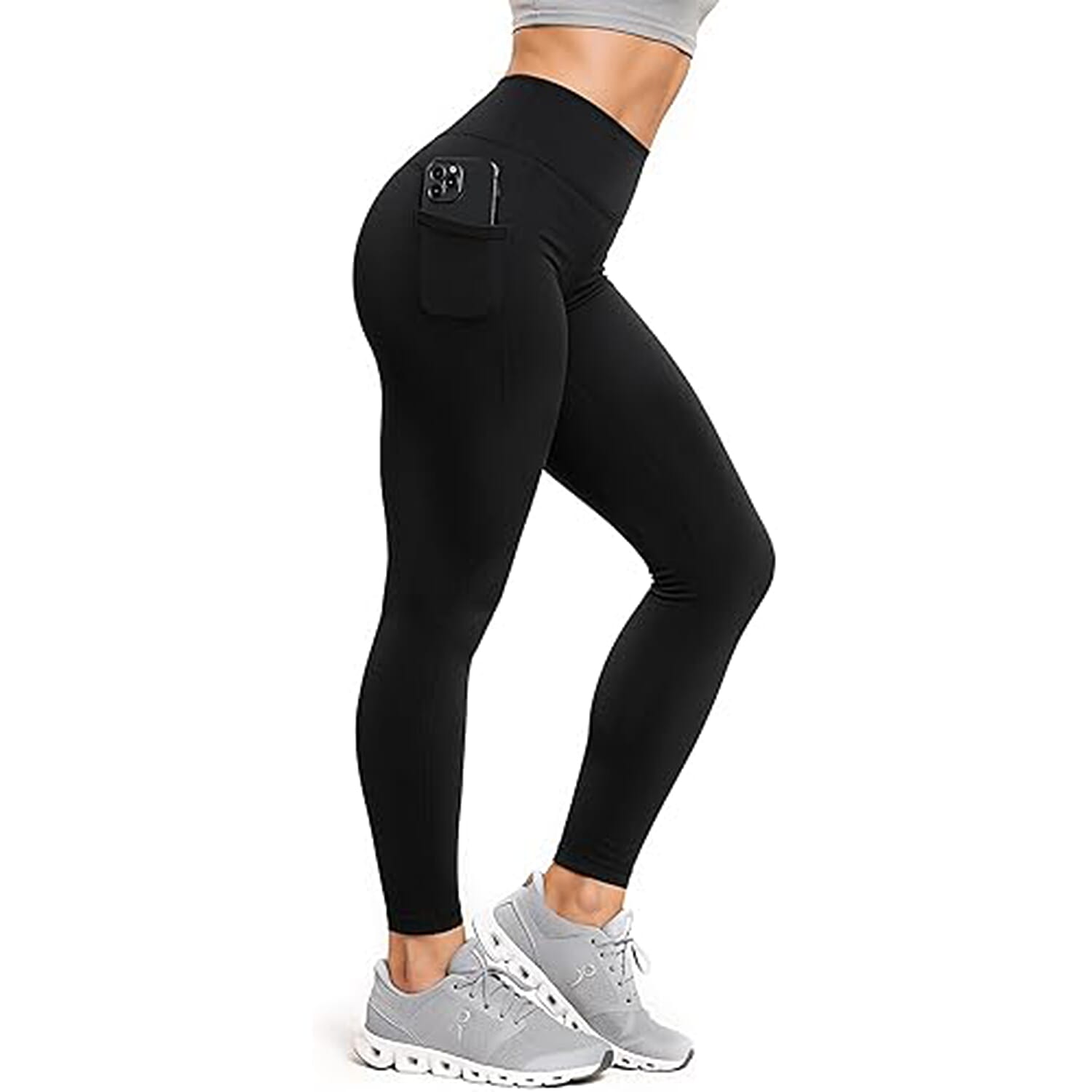 Green Drop Infused High Waist Leggings (Size XL) - Black