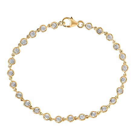 D'Joy Natural White Diamond Link Bracelet with Lobster Clasp in 14K Yellow Gold Over Sterling Silver 7.5 Inch D'Joy Natural White Diamond Link Bracelet with Lobster Clasp in 14K Yellow Gold Over Sterling Silver 7.5 Inch