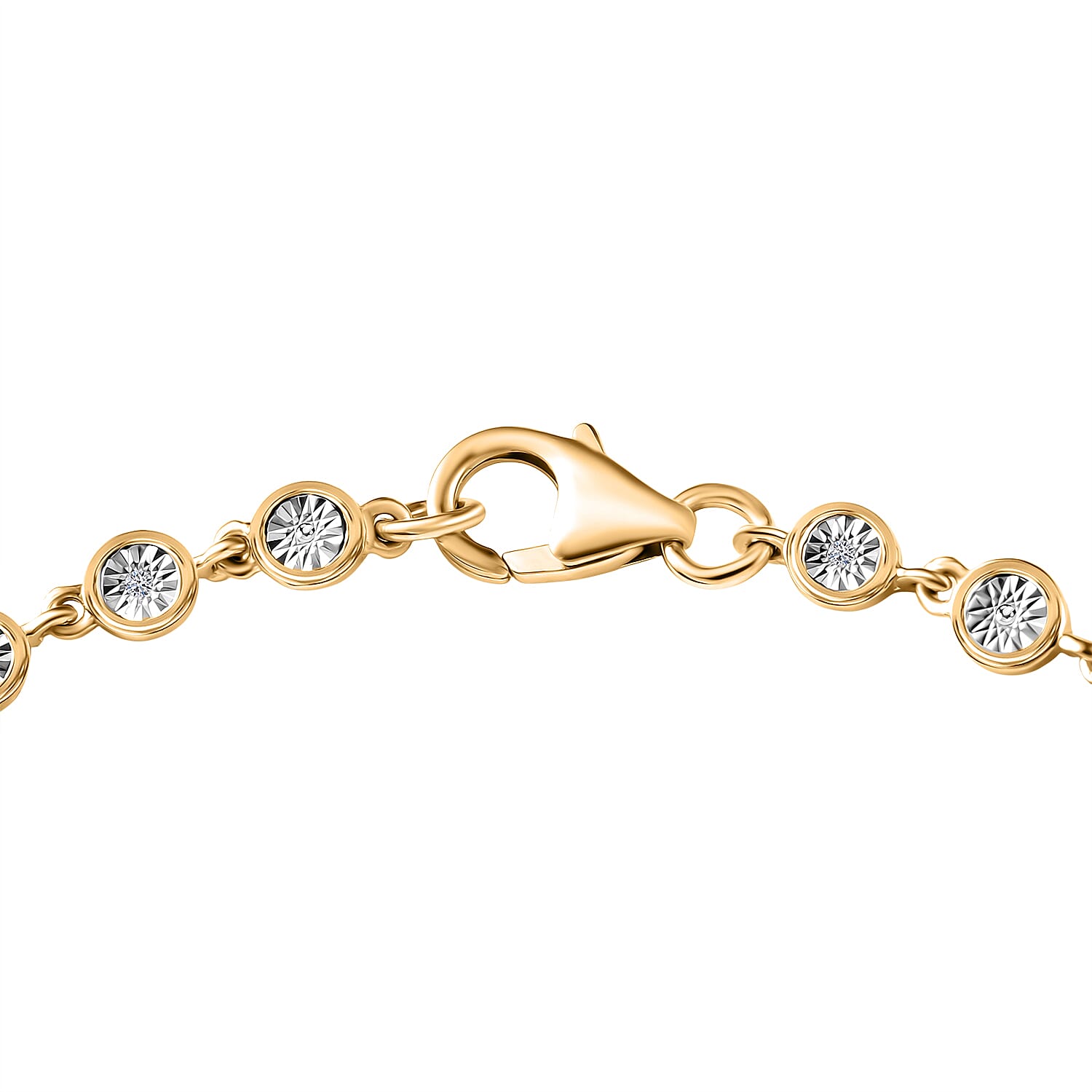 D'Joy White Diamond Linking Bracelet (Size 7.5) with Lobster Clasp in Yellow Gold Plated Sterling Silver, Silver Wt. 5.51 Gms.
