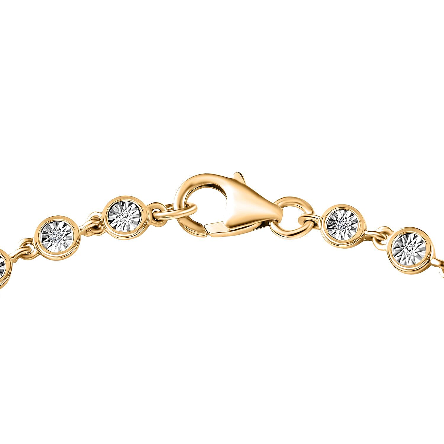 D'Joy White Diamond Linking Bracelet (Size - 7.5) with Lobster Clasp in Yellow Gold Plated Sterling Silver
