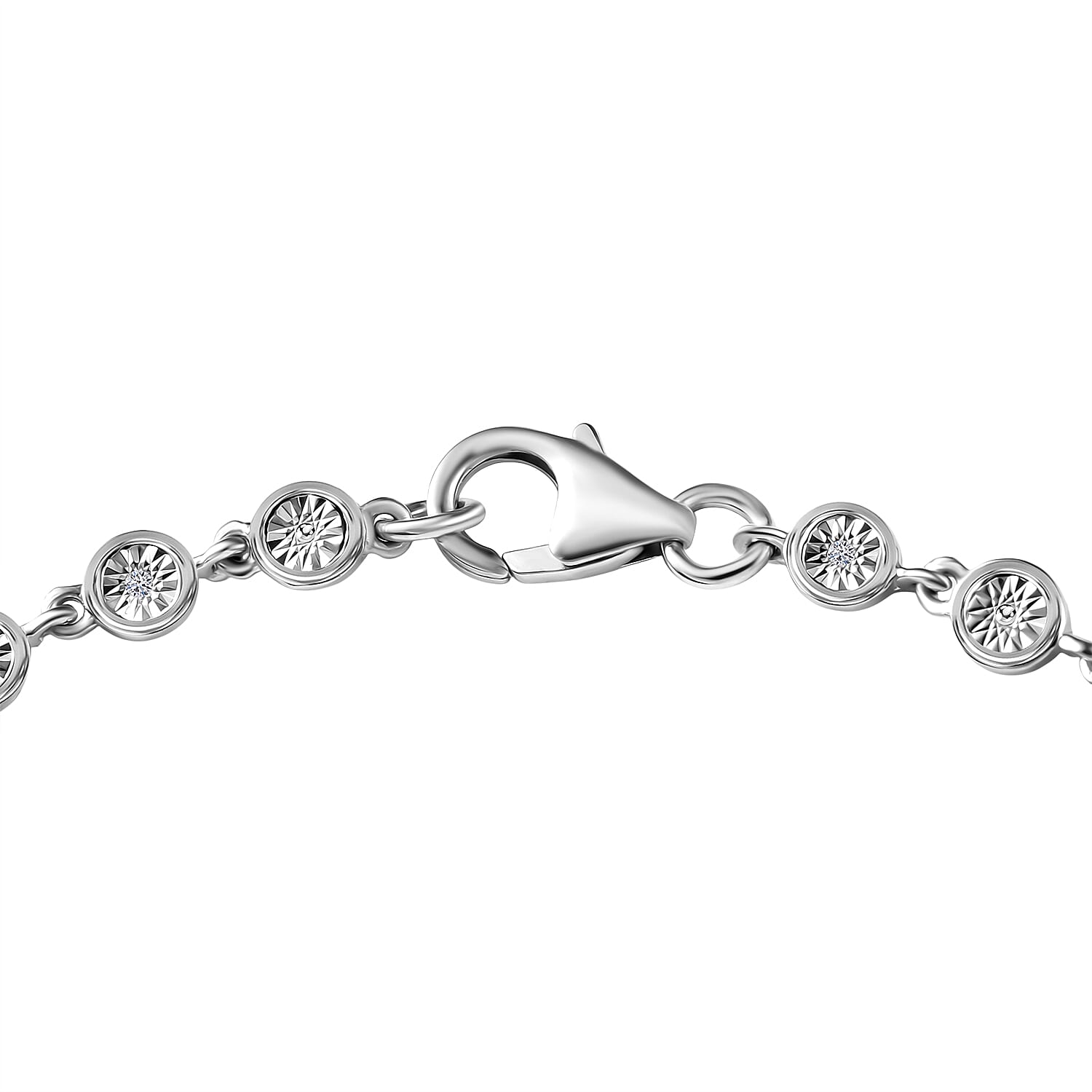 D'Joy White Diamond Linking Bracelet (Size 7.5) with Lobster Clasp in Platinum Overlay Sterling Silver, Silver Wt. 5.51 Gms.
