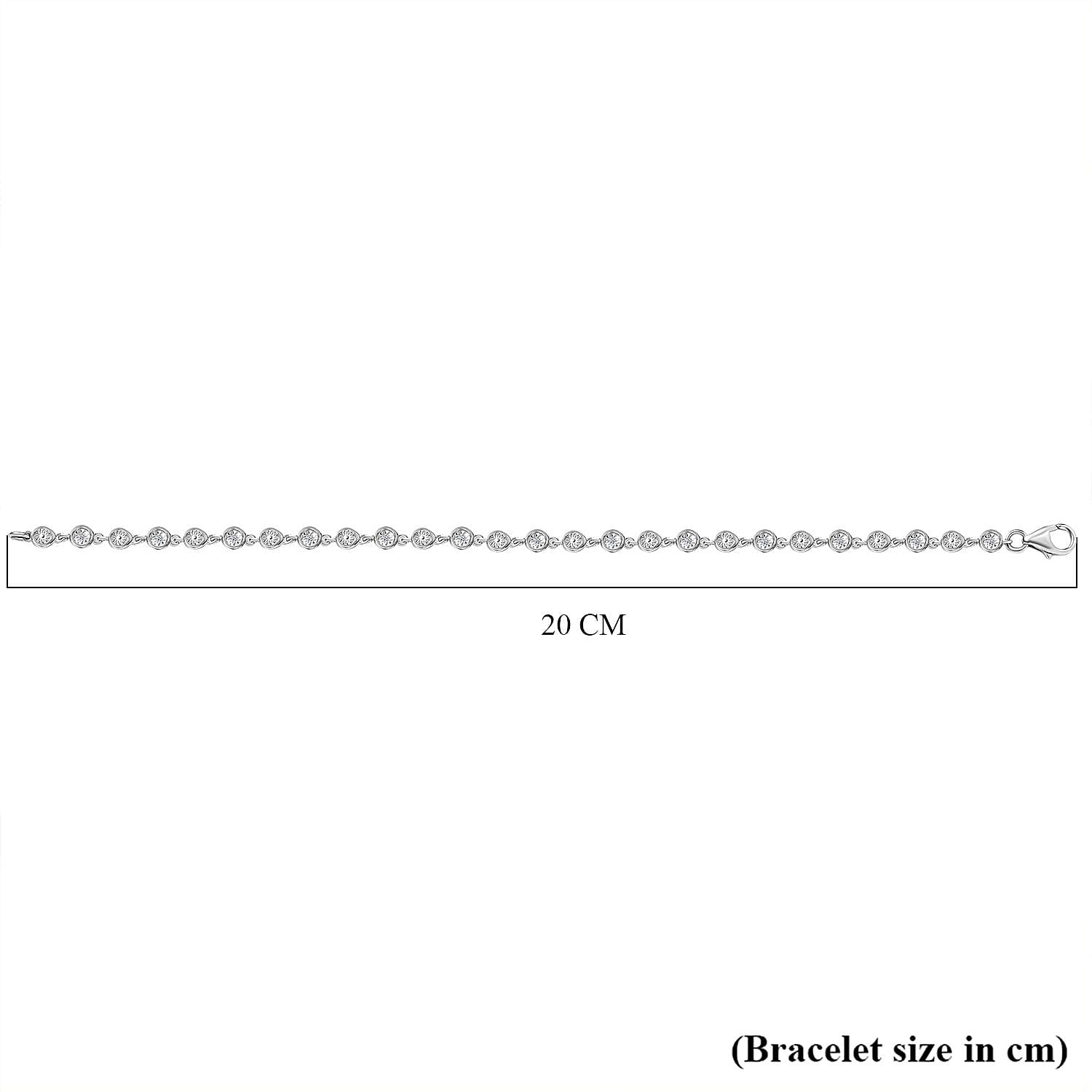 D'Joy White Diamond Linking Bracelet (Size - 7.5) with Lobster Clasp in Platinum Overlay Sterling Silver