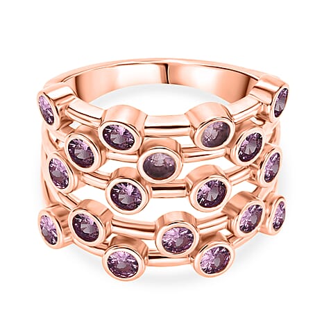D'Joy - Pink Sapphire Bubble Ring in 18K Vermeil Rose Gold Plated Sterling Silver 1.68 Ct.