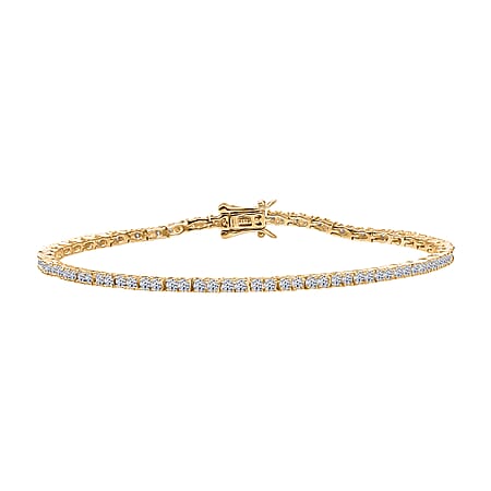 LUXURIANT 2 Ct. Lab Grown Diamond Tennis Bracelet (Size 7.5) with GB Lock Box in 18K Vermeil Yellow Gold Plated Sterling Silver (SI-GH)