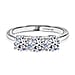Luxuriant Lab Grown Diamond 3 Stone Ring in Sterling Silver