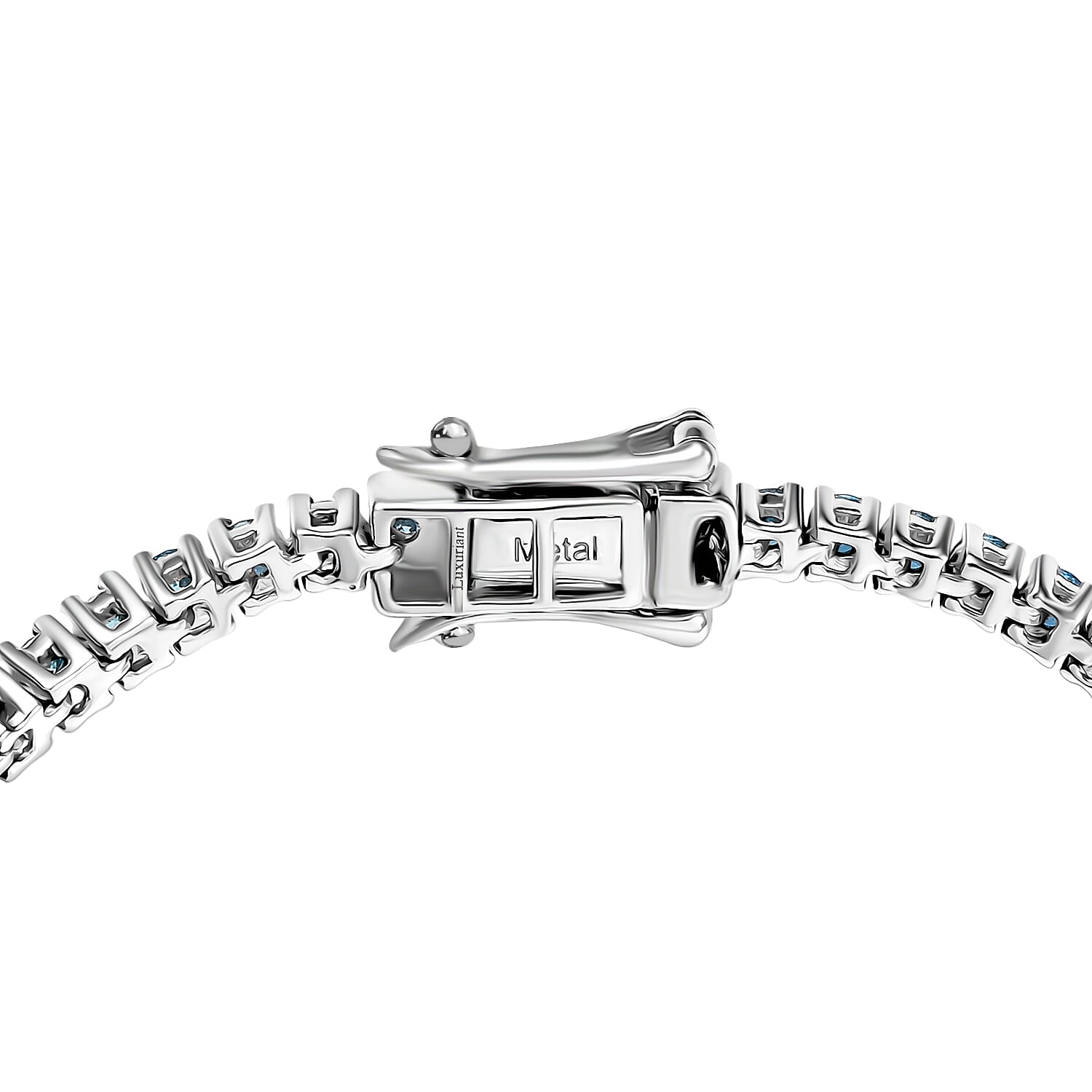 Luxuriant Lab Grown Blue Diamond (SI-GH) Linking Bracelet (Size 7.5) with GB Lock Box in Rhodium Overlay Sterling Silver 3.01 Ct, Silver Wt. 8.10 Gms.