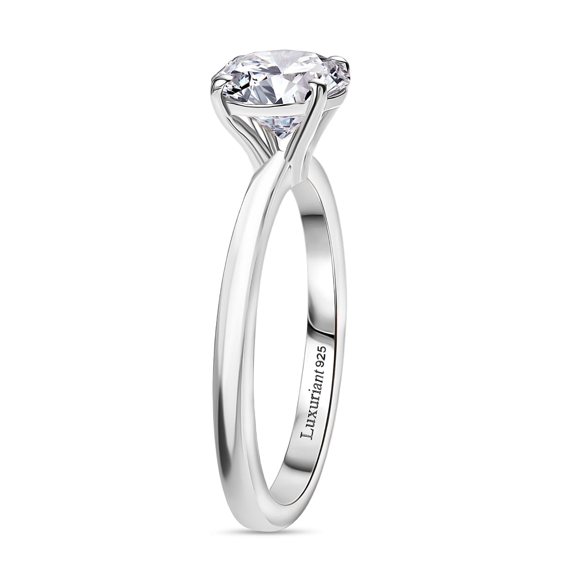 Luxuriant Lab Grown Diamond Solitaire Ring in Rhodium OverlaySterling Silver  1.525  Ct.