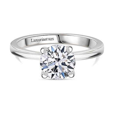 Luxuriant Lab Grown Diamond Solitaire Ring in Rhodium OverlaySterling Silver  1.525  Ct.
