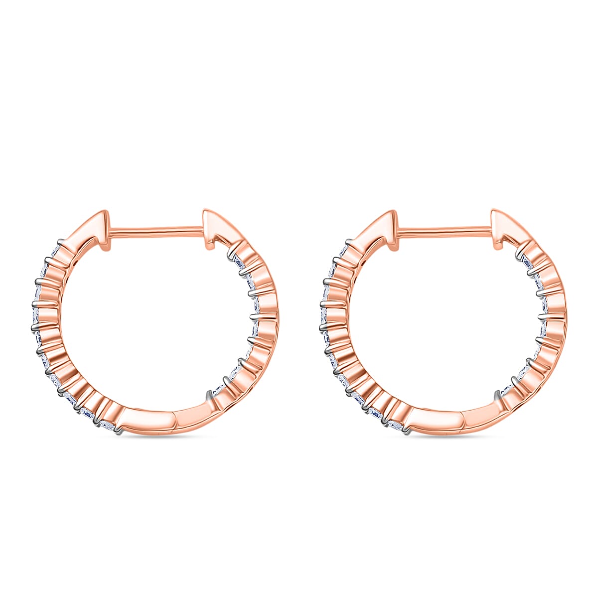 Luxuriant Lab Grown Diamond (SI-GH) Full Hoop Earring in 18K Vermeil Rose Gold Plated Sterling Silver 0.50 Ct.