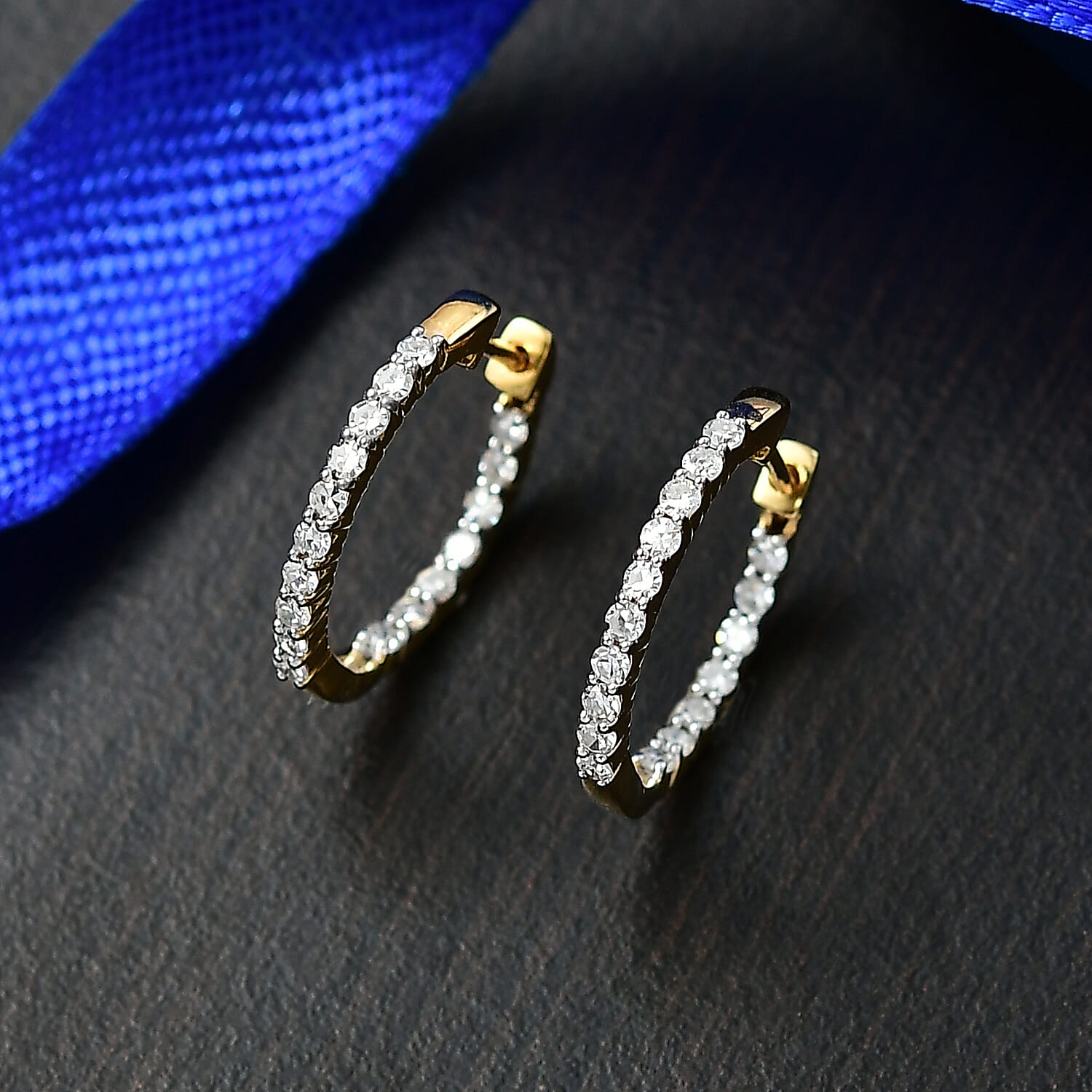 Luxuriant Lab Grown Diamond (SI-GH) Full Hoop Earring in 18K Vermeil Yellow Gold Plated Sterling Silver 0.50 Ct.