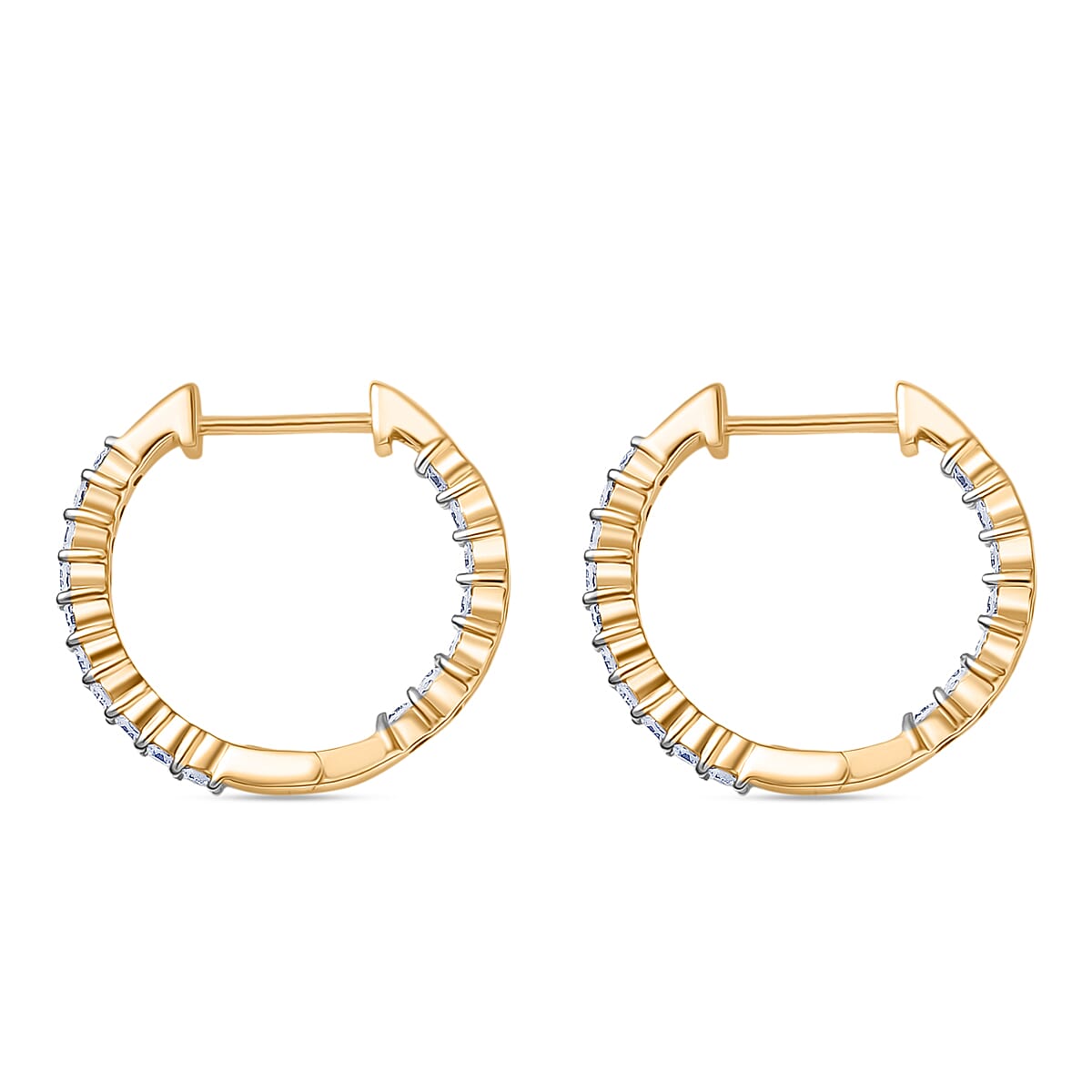 Luxuriant Lab Grown Diamond (SI-GH) Full Hoop Earring in 18K Vermeil Yellow Gold Plated Sterling Silver 0.50 Ct.