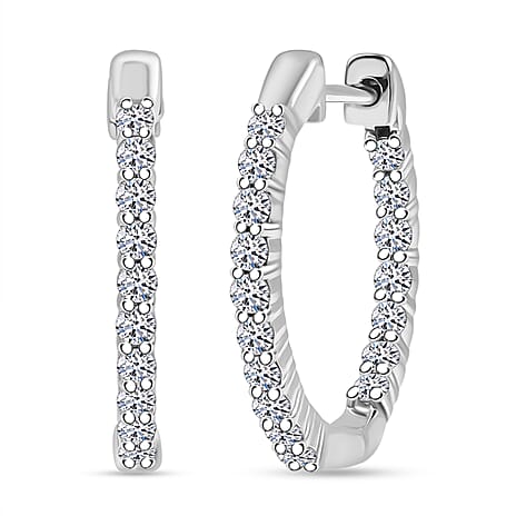 Luxuriant Lab Grown Diamond (SI-GH) Full Hoop Earring in Rhodium Overlay Sterling Silver 0.53 Ct.
