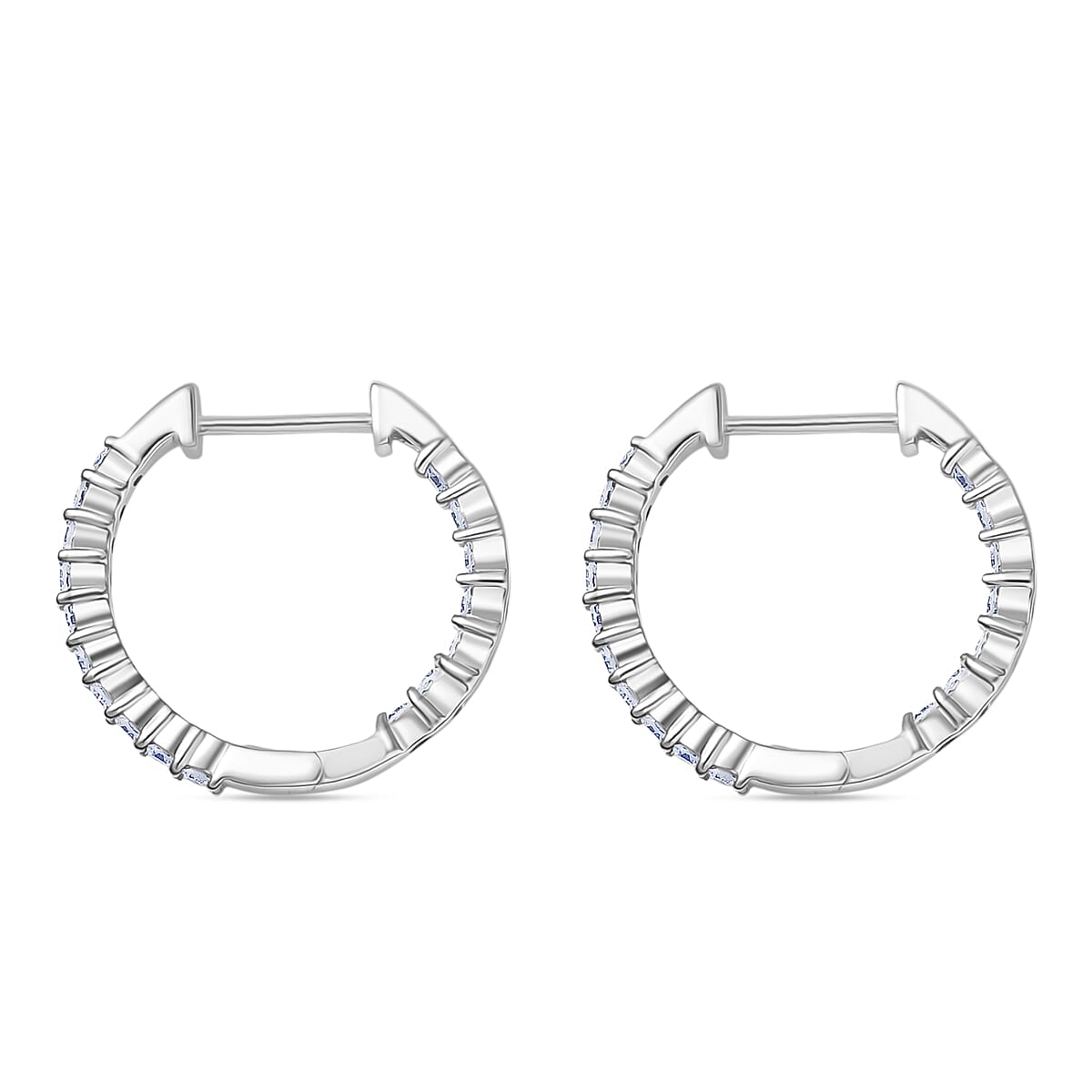 Luxuriant Lab Grown Diamond (SI-GH) Full Hoop Earring in Rhodium Overlay Sterling Silver 0.53 Ct.