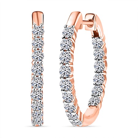 LUXURIANT 1 Ct. Lab Grown Diamond Full Hoop Inside-Out Earring in 18K Vermeil Rose Gold Over Sterling Silver (SI-GH)