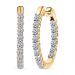 LUXURIANT 1 Ct. Lab Grown Diamond Full Hoop Inside-Out Earring in 18K Vermeil Rose Gold Over Sterling Silver (SI-GH)