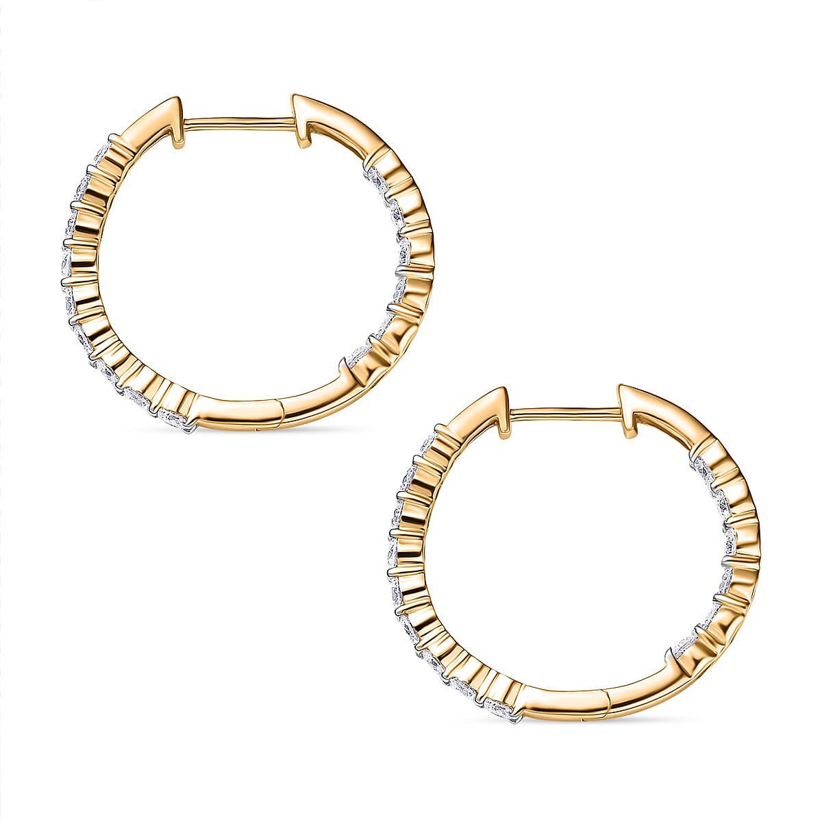 Luxuriant Lab Grown Diamond (SI-GH) Full Hoop Earring in 18K Vermeil Yellow Gold Plated Sterling Silver 1.00 Ct.